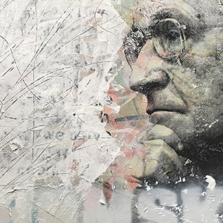 Bukowski & Chomsky Portrait mixed media paintings