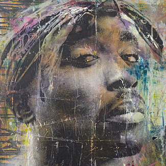 Tupac mixed media portrait painting